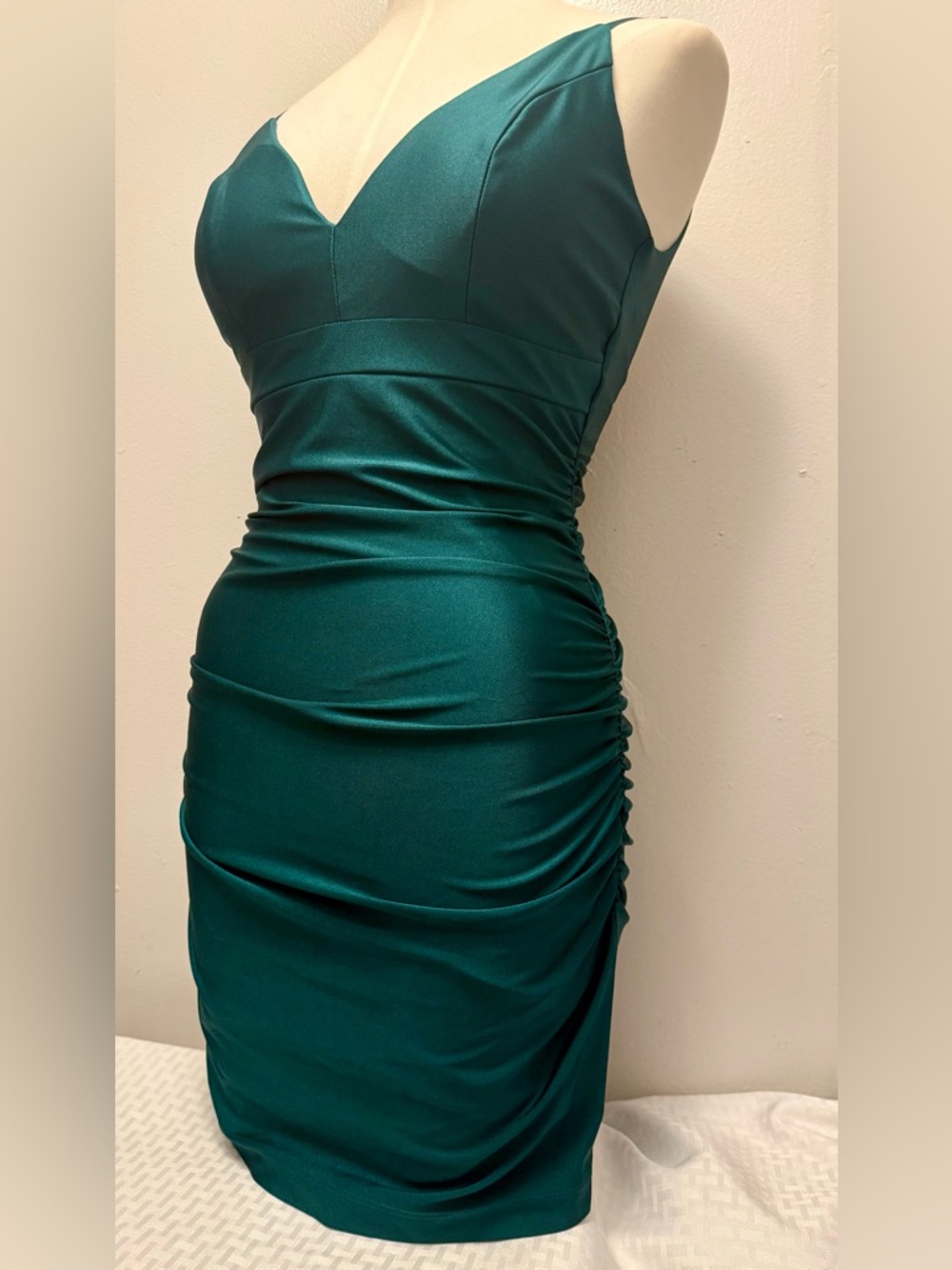 Camila Formal Ruched Open Back Mini Dress - Picture 3 of 6
